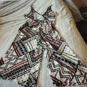 BCBGeneration Tribal Print White Jumpsuit Size XS